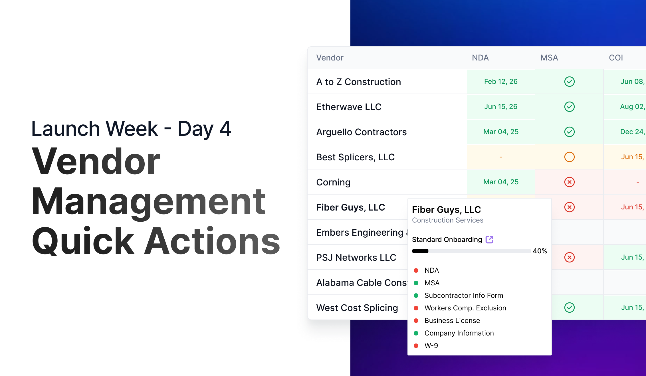 Vendor Management Quick Actions